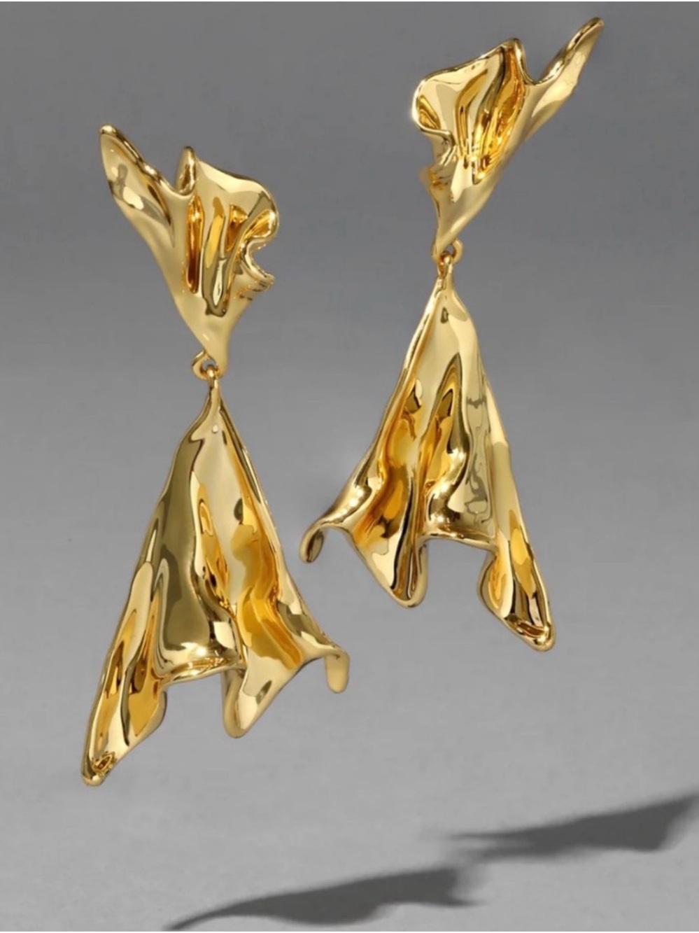 NEW Alexis Bittar Asteria Nova Earrings Crumpled Ruffle Drop Gold JL22